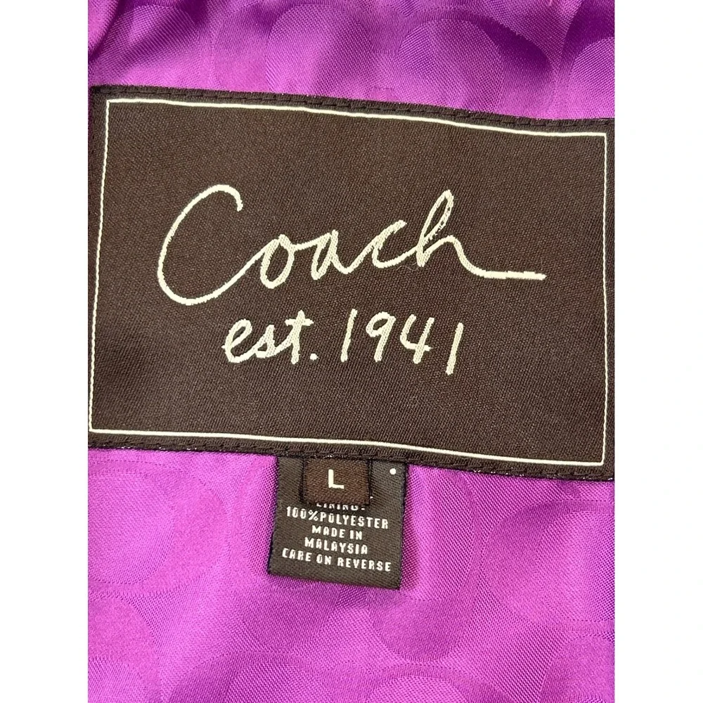 Coach 1941 Wool Coat Womens L Multicolor Tattersall Tweed Plaid Purple Lining - Picture 6 of 10